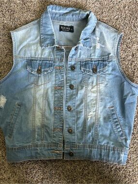 BLUE AGE Light Wash Denim Button-Down Vest